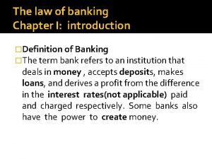 Banking chapter