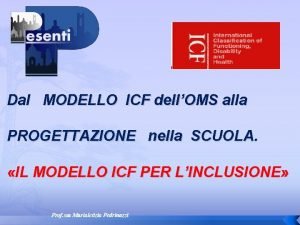 Dal MODELLO ICF dellOMS alla PROGETTAZIONE nella SCUOLA