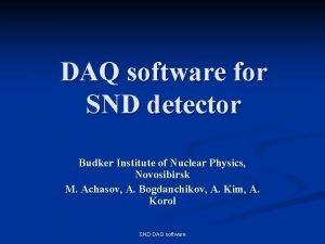 DAQ software for SND detector Budker Institute of