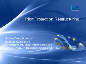 Pilot Project on Restructuring Mr JeanFranois Lebrun European