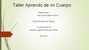 Taller Aprendo de mi Cuerpo Elaborado por Ana