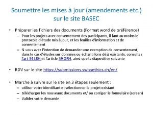 Soumettre les mises jour amendements etc sur le