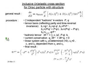 inclusive inelastic cross section for Dirac particle with