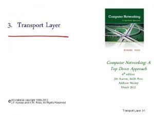 3 Transport Layer Computer Networking A Top Down