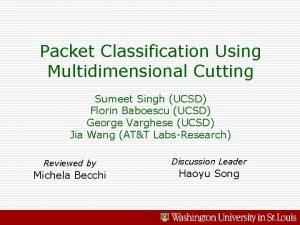 Packet Classification Using Multidimensional Cutting Sumeet Singh UCSD
