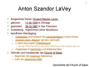 1 Anton Szandor La Vey Brgerlicher Name Howard