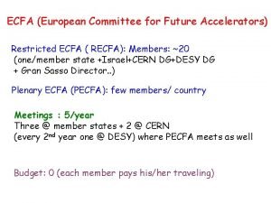 ECFA European Committee for Future Accelerators Restricted ECFA