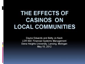 Negative effects of casinos on communities