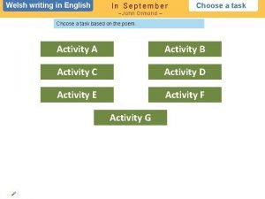 Welsh writing in in English In September Choose