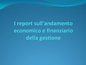 Reporting economico finanziario
