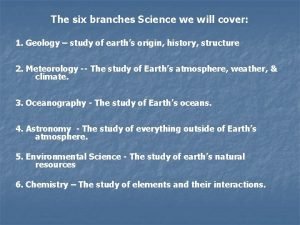 Six branches of science