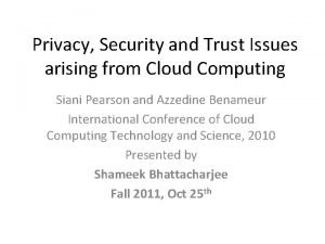 Trust issues in cloud computing