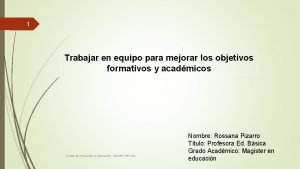 1 Trabajar en equipo para mejorar los objetivos