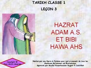 TARIKH CLASSE 1 LEON 3 HAZRAT ADAM A