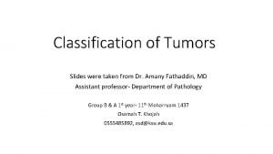 Classification of tumors