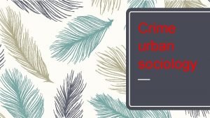 Crime urban sociology Types of crime Crimes against