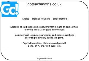 Angles of polygons - bingo activity