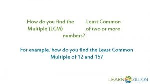 How to find least common multiple