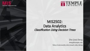 MIS 2502 Data Analytics Classification Using Decision Trees