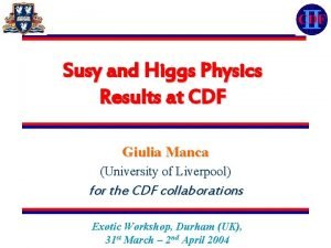 Susy and Higgs Physics Results at CDF Giulia