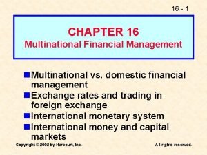 Multinational vs domestic financial management