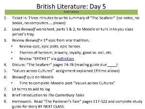 British Literature Day 5 British Literature 1 2