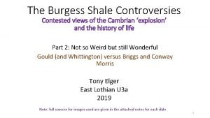 The Burgess Shale Controversies Contested views of the