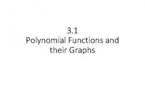 3 1 Polynomial Functions and their Graphs fx