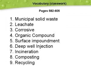 Recycling of solid waste