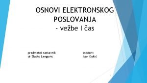 OSNOVI ELEKTRONSKOG POSLOVANJA vebe I as predmetni nastavnik