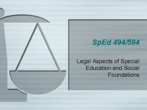 Sp Ed 494594 Legal Aspects of Special Education