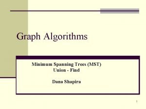 Graph Algorithms Minimum Spanning Trees MST Union Find