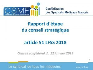 Rapport dtape du conseil stratgique article 51 LFSS