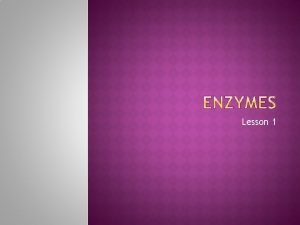 Lesson 1 The role of enzymes in catalysing