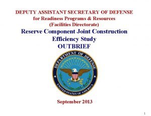 DEPUTY ASSISTANT SECRETARY OF DEFENSE for Readiness Programs
