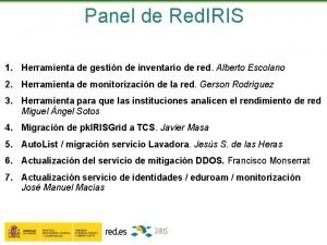 Panel de Red IRIS 1 Herramienta de gestin