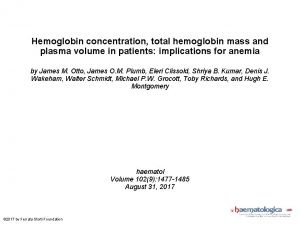 Hemoglobin concentration total hemoglobin mass and plasma volume