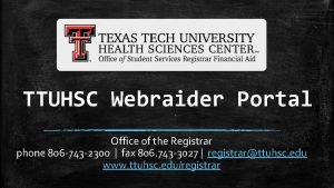 Ttuhsc webraider portal