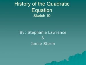 History of quadratic equation