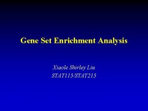 Gene Set Enrichment Analysis Xiaole Shirley Liu STAT