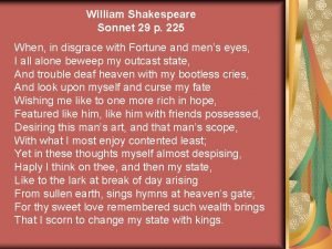 Shakespeare sonnet 29