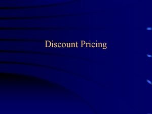 Price discount and allowances