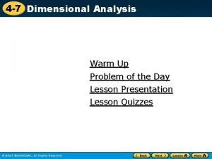Dimensional analysis warm up