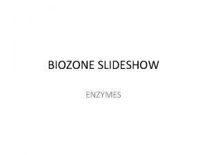 BIOZONE SLIDESHOW ENZYMES Enzymes are molecules that act