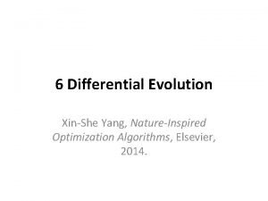 6 Differential Evolution XinShe Yang NatureInspired Optimization Algorithms