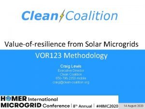 Valueofresilience from Solar Microgrids VOR 123 Methodology Craig