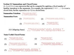 Closed form summation Closed form summation