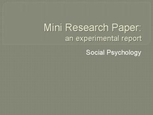 Experimental research report