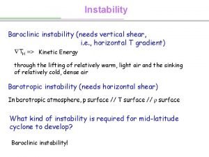 Instability Baroclinic instability needs vertical shear i e