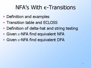 NFAs With Transitions Definition and examples Transition table